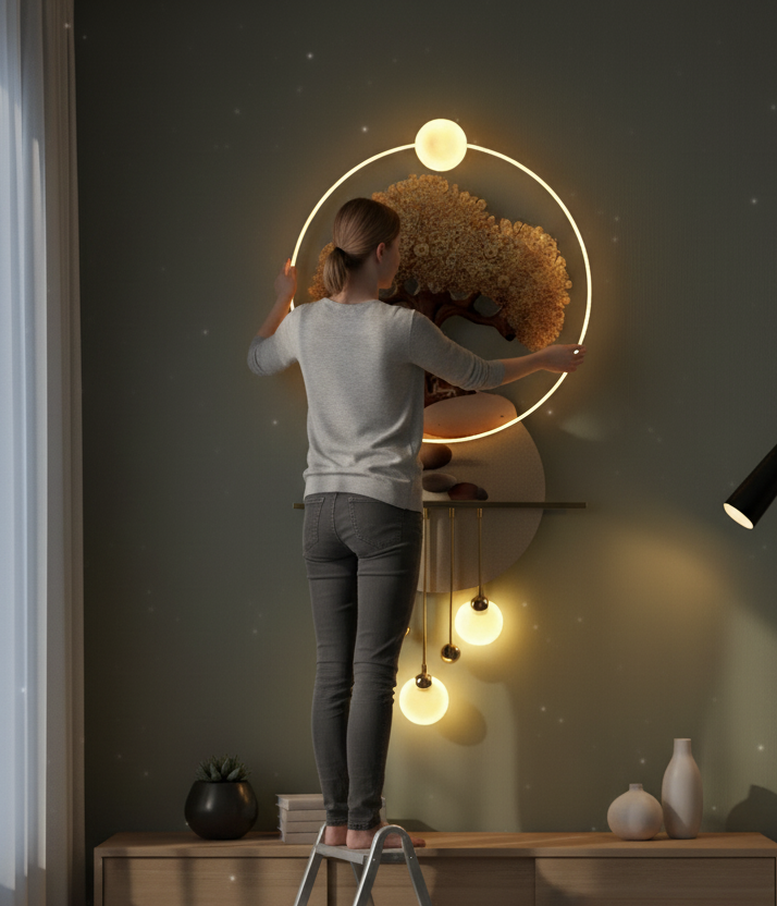 Golden Tree LED 3D Wall Art - Modern Luxury Home Decor