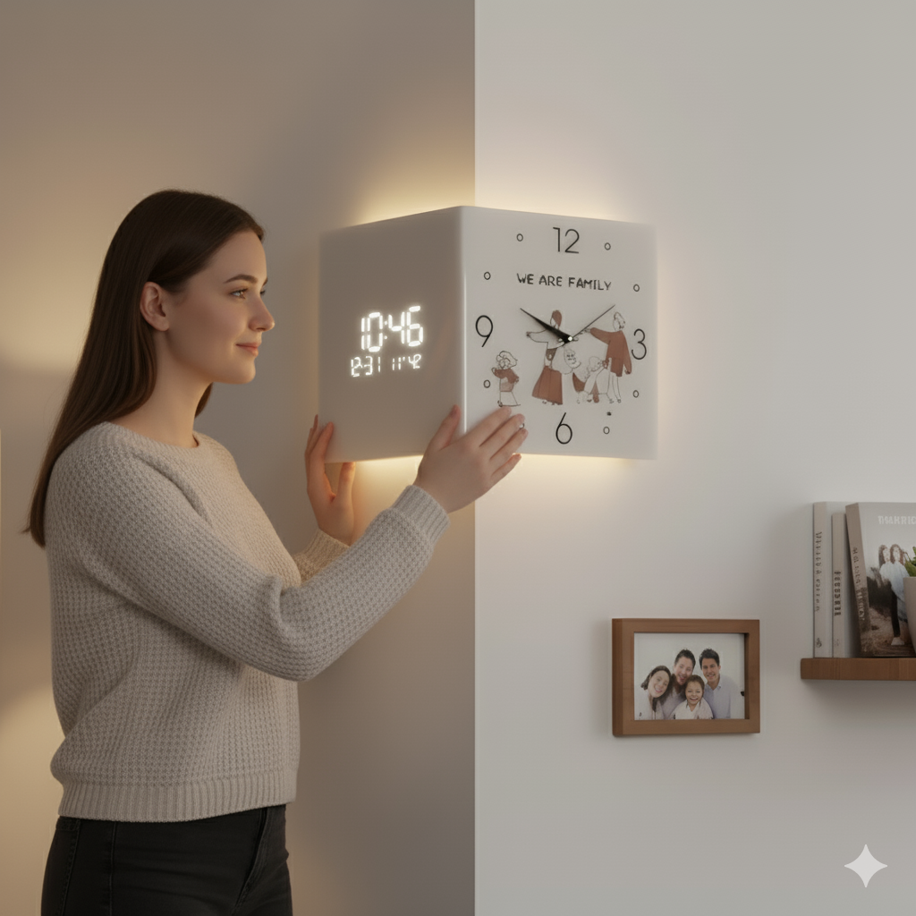 Simple Design Double-Sided Wall Clock for Home Decor