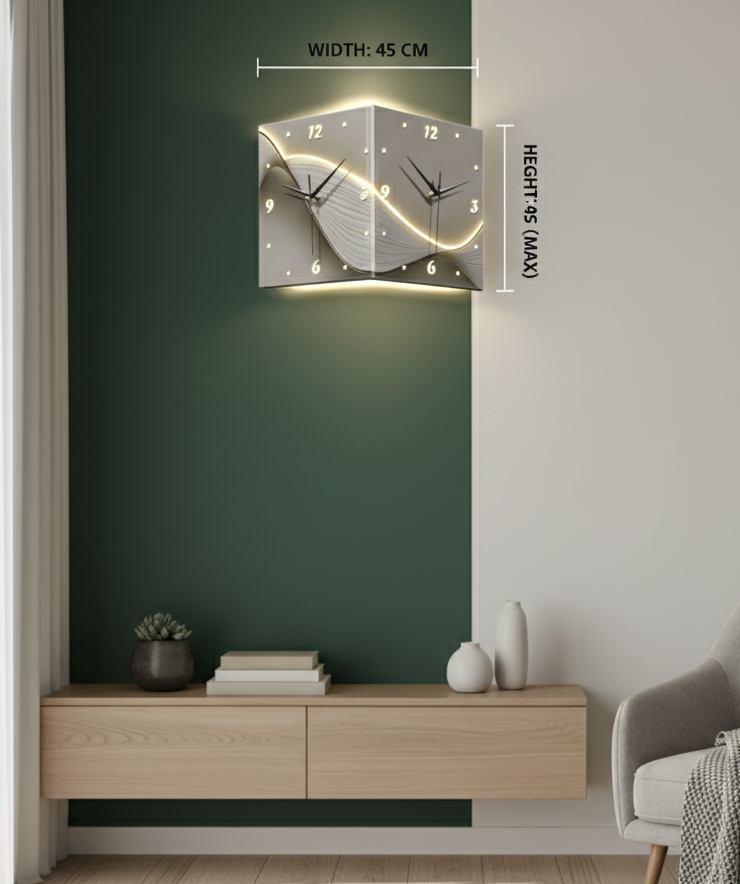 Living Room Wall Clock for Home Use, Double-Sided Clock, Corner