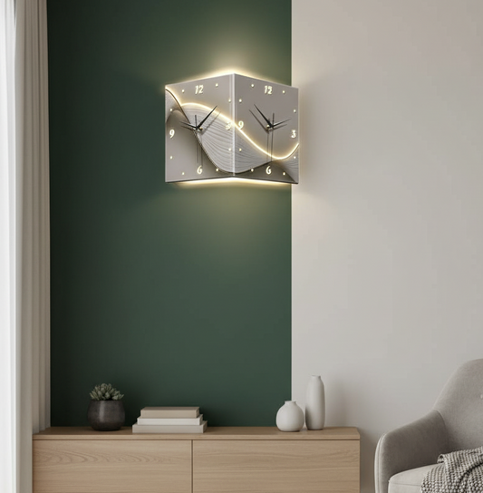 Living Room Wall Clock for Home Use, Double-Sided Clock, Corner