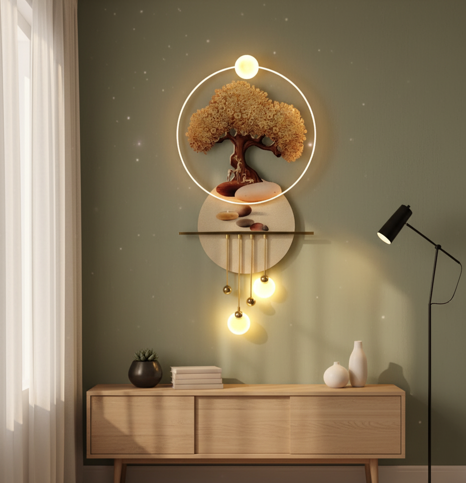 Golden Tree LED 3D Wall Art - Modern Luxury Home Decor